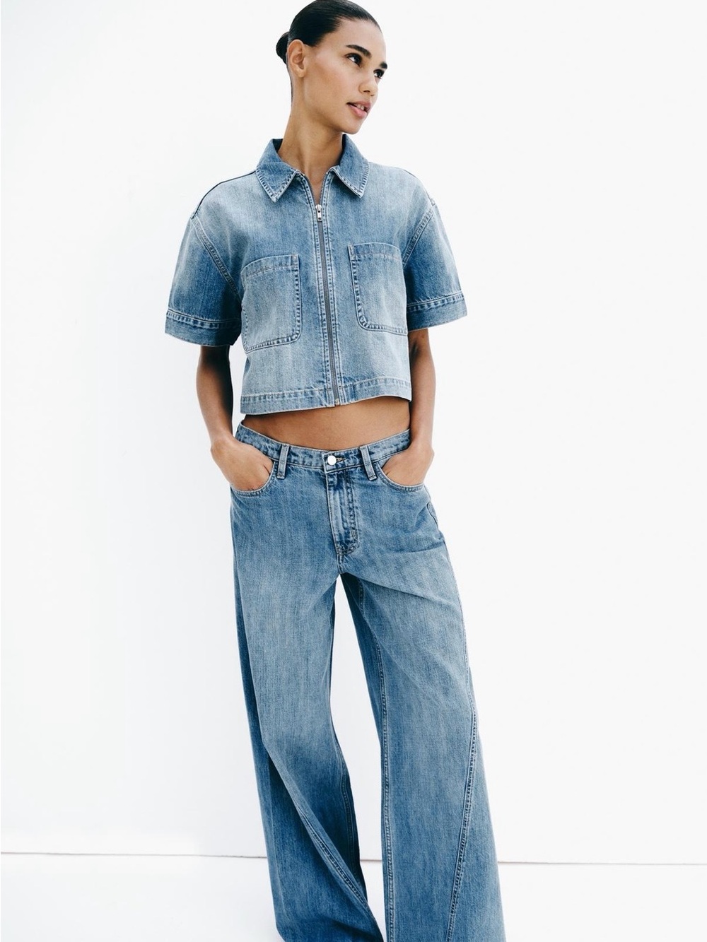 Zara high waist wide leg jeans